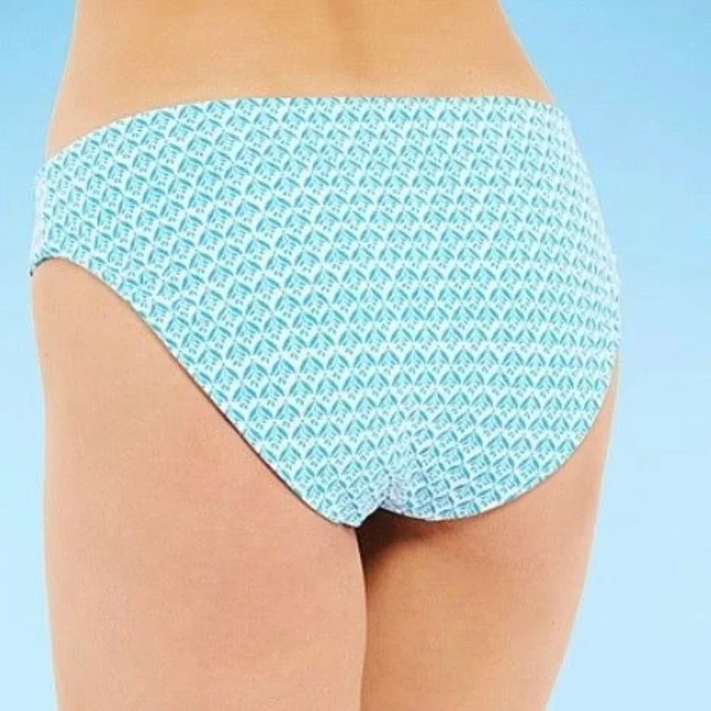Mynah  NWT Sz L Blue Midkini  & Hipster Mid-Rise Bottom Reversible Swimsuit Set